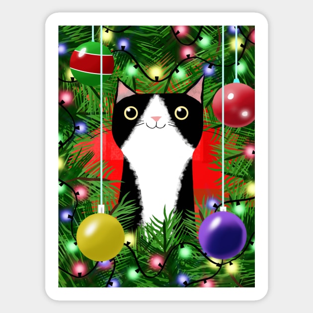 The Tuxedo and the Christmas Tree Sticker by Scratch